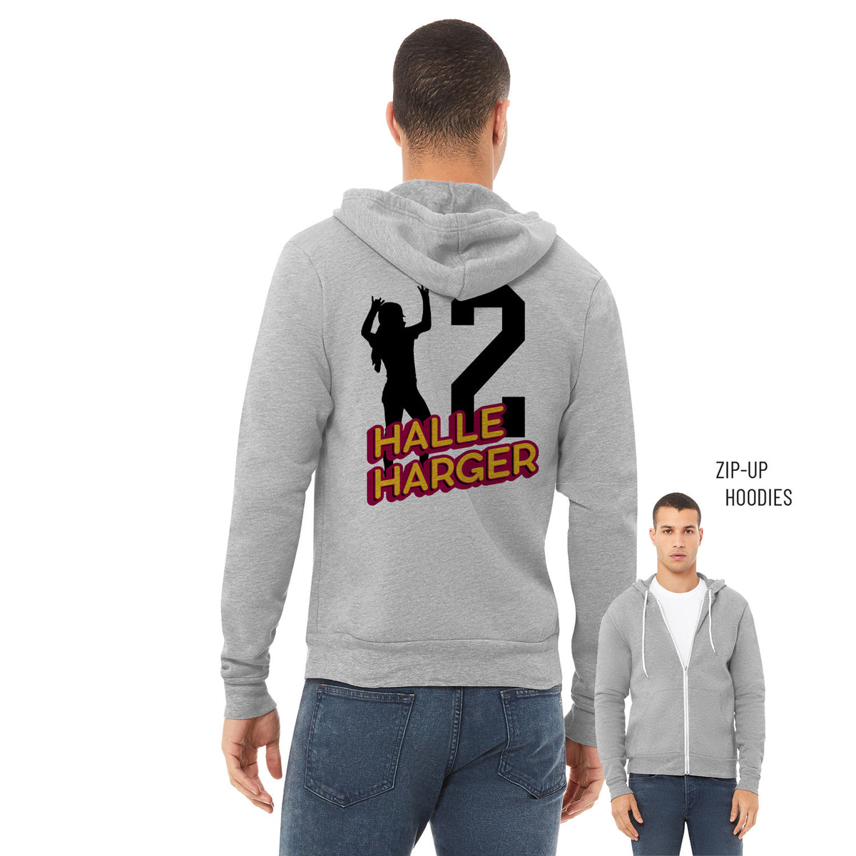 Halle Harger Sponge Fleece Zip Up Hoodie 002